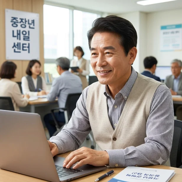 중장년 내일센터에서 상담받는 구직자