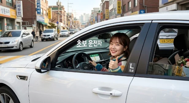 초보 운전자 표지를 붙인 차량의 운전자
